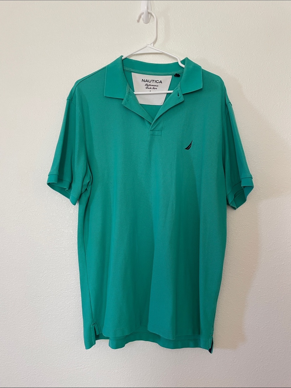 Nautica Performance Deck Shirt Men's Polo Teal Green Large